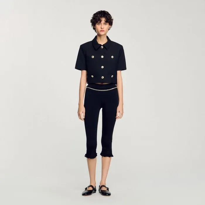 Women Jackets and Blazers SANDRO Shortsleeved Jacket Black