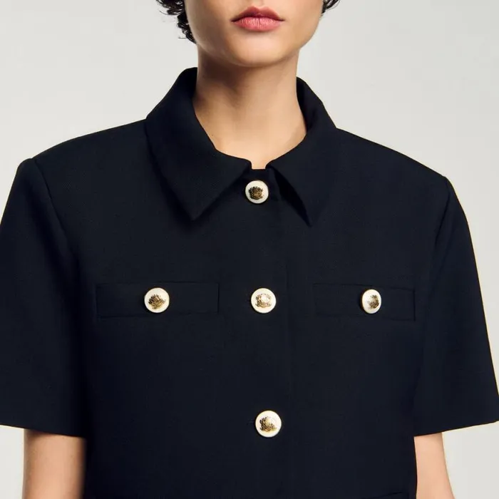 Women Jackets and Blazers SANDRO Shortsleeved Jacket Black