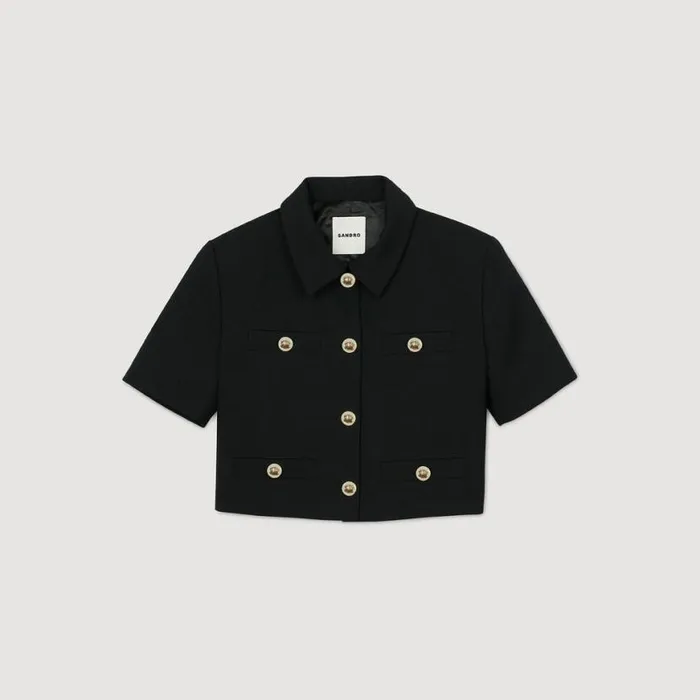 Women Jackets and Blazers SANDRO Shortsleeved Jacket Black