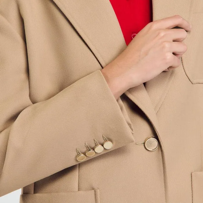 Women Jackets and Blazers SANDRO Slimfit Suit Jacket Sand