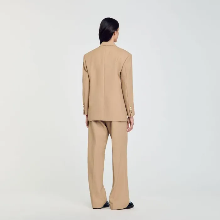 Women Jackets and Blazers SANDRO Slimfit Suit Jacket Sand