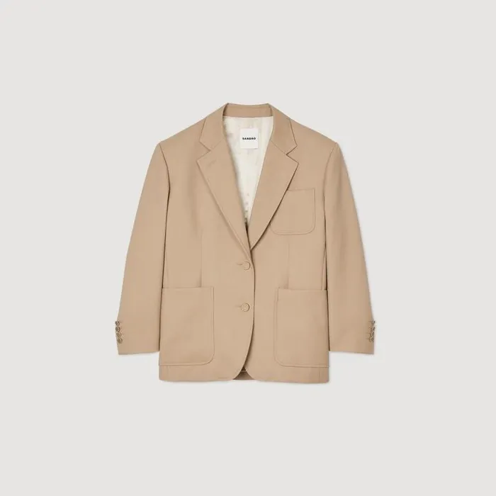 Women Jackets and Blazers SANDRO Slimfit Suit Jacket Sand