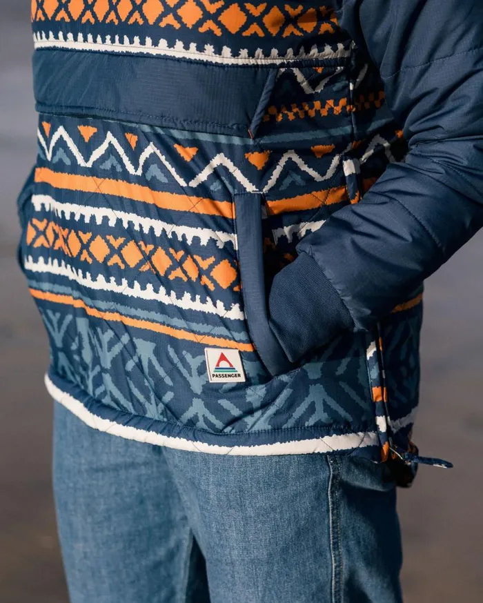 Women Jackets Passenger Ocean Recycled Insulated 12 Zip Jacket Homespun Stripe Navy Homespun Stripe Navy