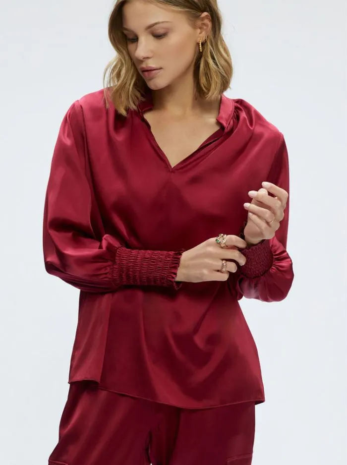 Women JORDYN BLOUSE Burgundy Robert Graham Tops