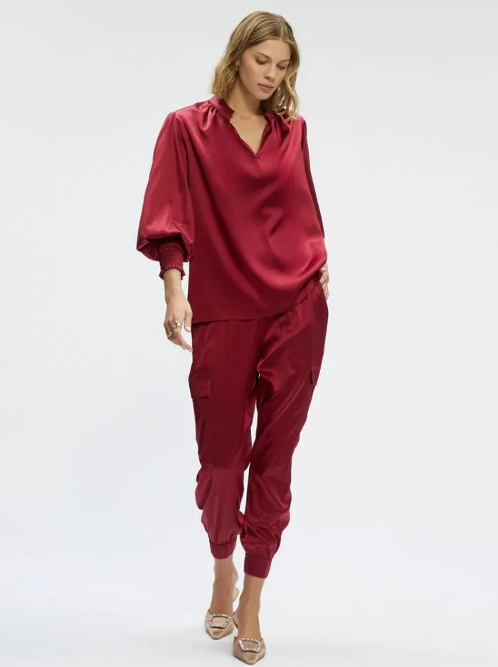Women JORDYN BLOUSE Burgundy Robert Graham Tops