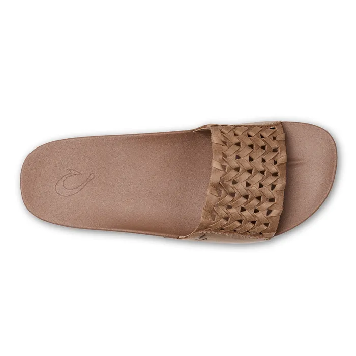 Women Kmola Womens Woven Slide Sandals Tan Olukai Leather Women Kmola Womens Woven Slide Sandals Tan Olukai Leather
