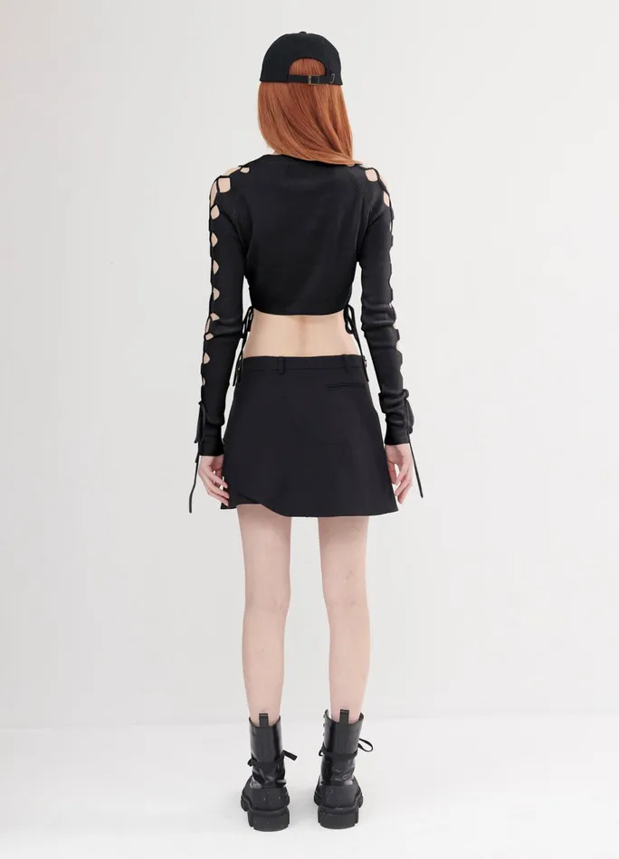 Women Lacing Sleeve Detail Cropped Sweater MONSE Knitwear