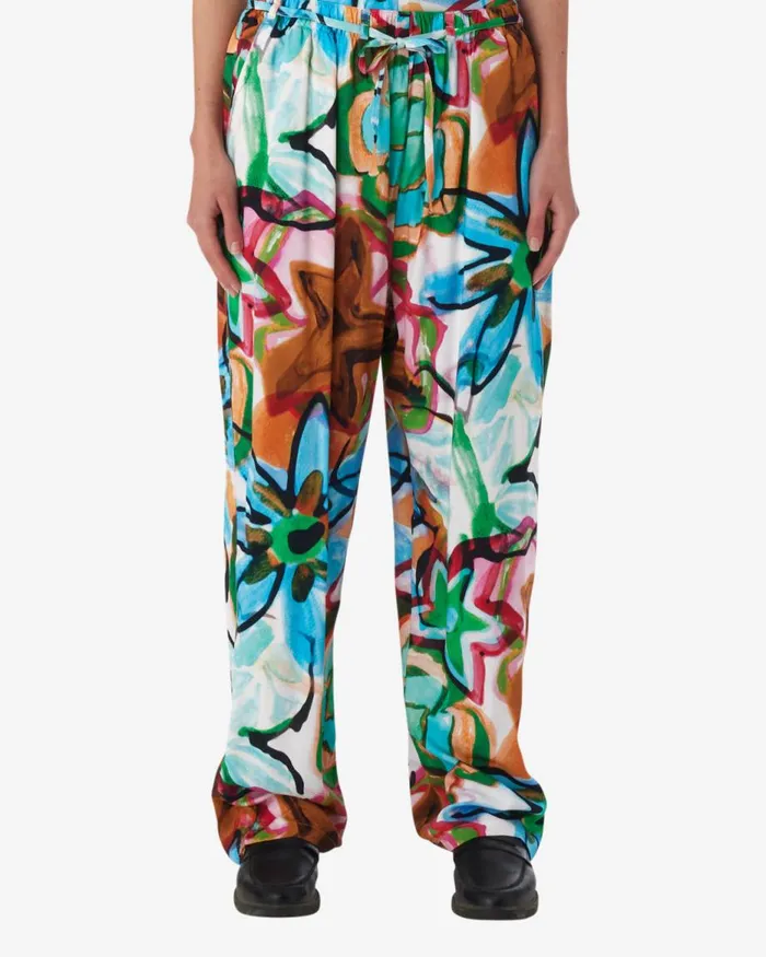 Women MARKER DRAWN FLOWER PANT Aqua Multi OBEY Clothing BOTTOMS