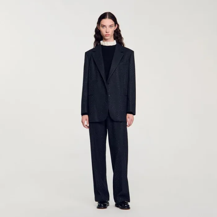 Women Matching Sets SANDRO Oversized Suit Jacket Dark Grey