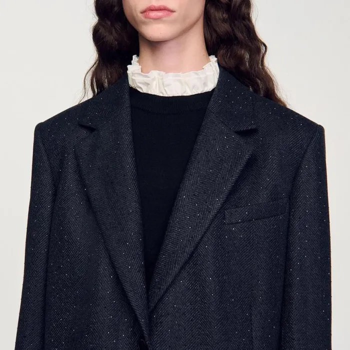 Women Matching Sets SANDRO Oversized Suit Jacket Dark Grey