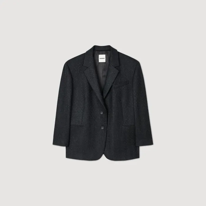 Women Matching Sets SANDRO Oversized Suit Jacket Dark Grey