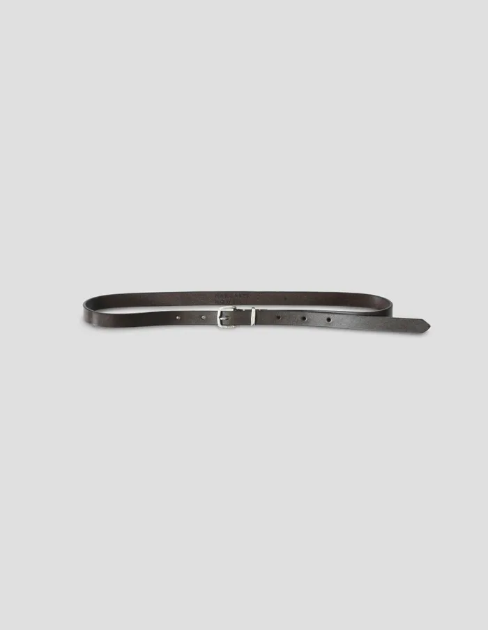 WomenMen Slim Silver Buckle Belt Dark Brown Margaret Howell Belts
