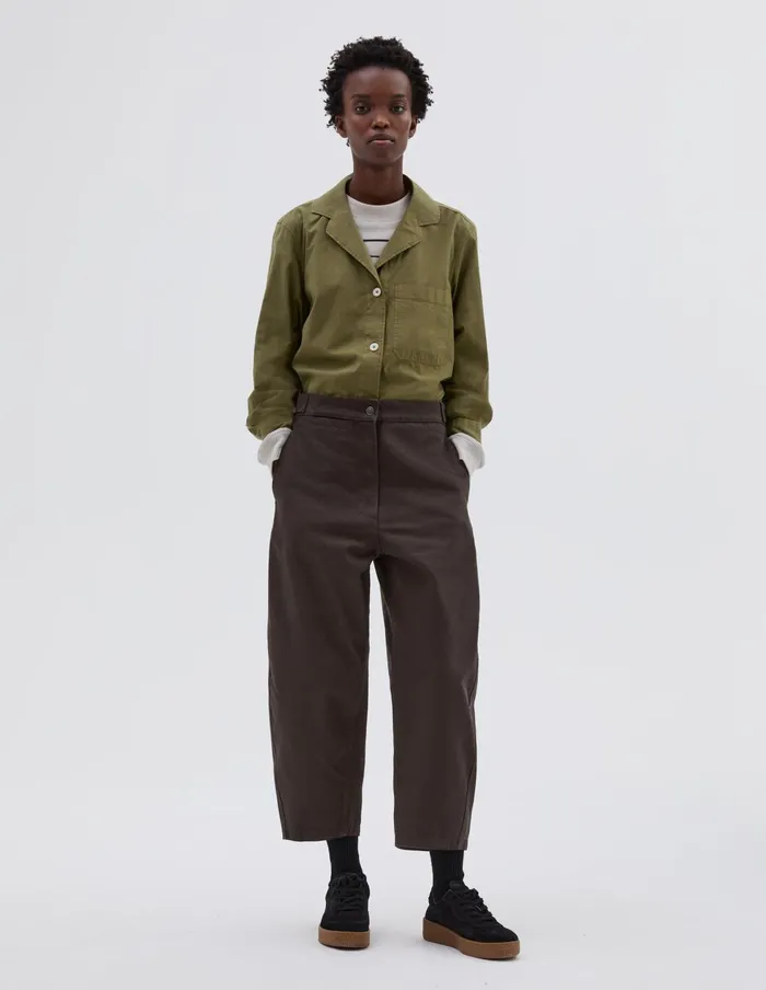 Women Mhl Barrel Leg Trouser Dark Brown Margaret Howell Trousers