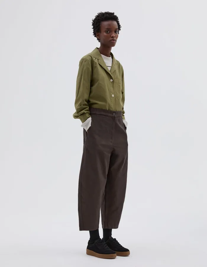 Women Mhl Barrel Leg Trouser Dark Brown Margaret Howell Trousers