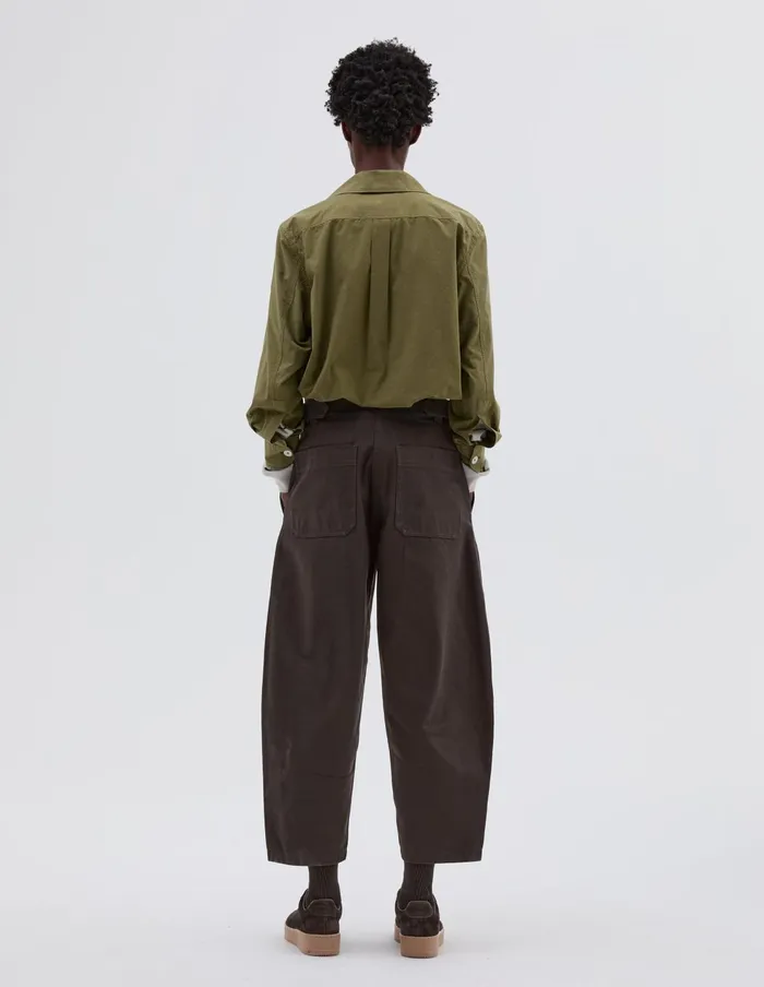 Women Mhl Barrel Leg Trouser Dark Brown Margaret Howell Trousers