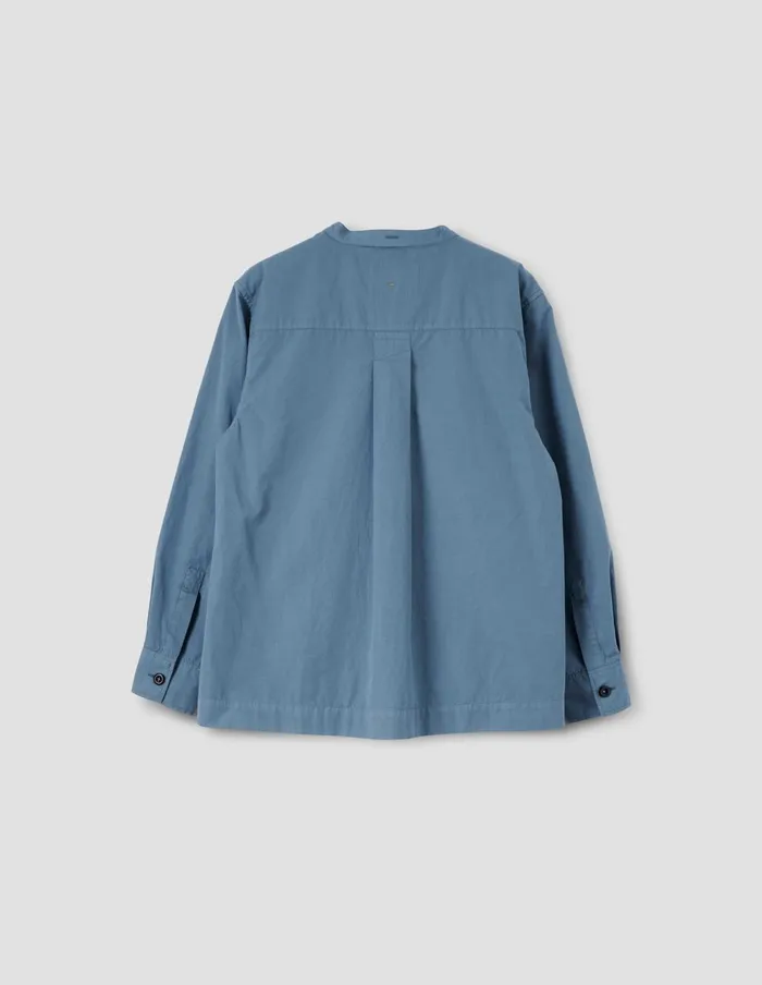 Women Mhl Button Through Collarless Shirt Uniform Blue Margaret Howell Shirts