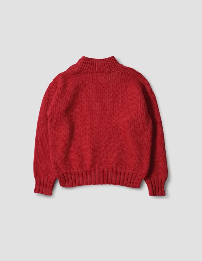 Women Mhl Chunky Button Neck Sweater Sports Red Margaret Howell Knitwear