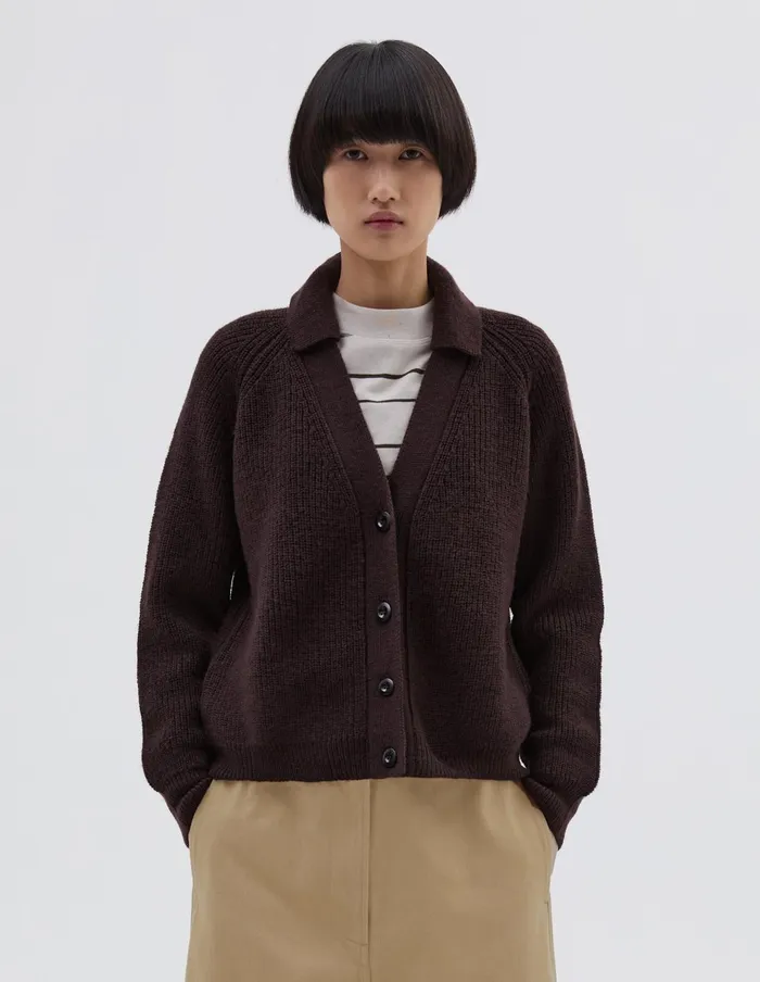 Women Mhl Collared Cardigan Chocolate Margaret Howell Knitwear