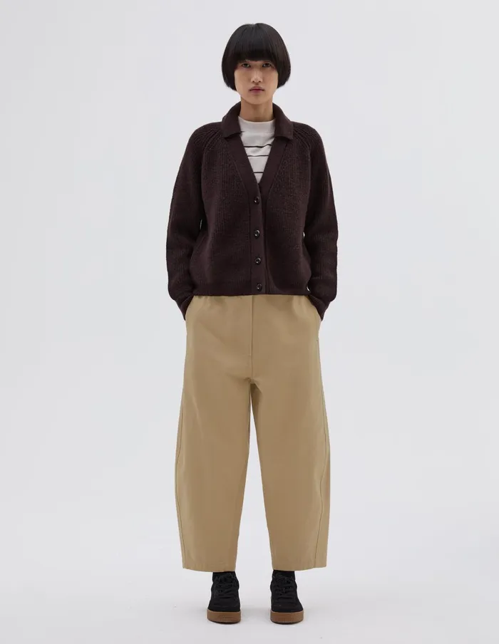 Women Mhl Collared Cardigan Chocolate Margaret Howell Knitwear