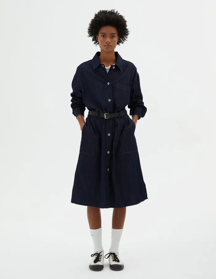 Women Mhl Denim Shirt Dress Indigo Margaret Howell Dresses