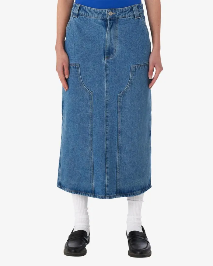 Women PAINTERS MIDI SKIRT Light Indigo OBEY Clothing BOTTOMS