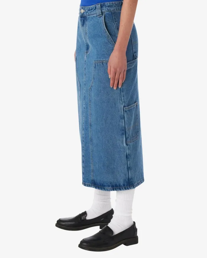 Women PAINTERS MIDI SKIRT Light Indigo OBEY Clothing BOTTOMS