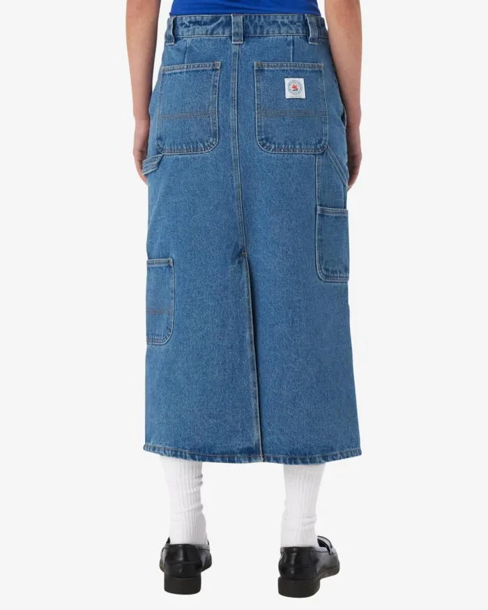 Women PAINTERS MIDI SKIRT Light Indigo OBEY Clothing BOTTOMS