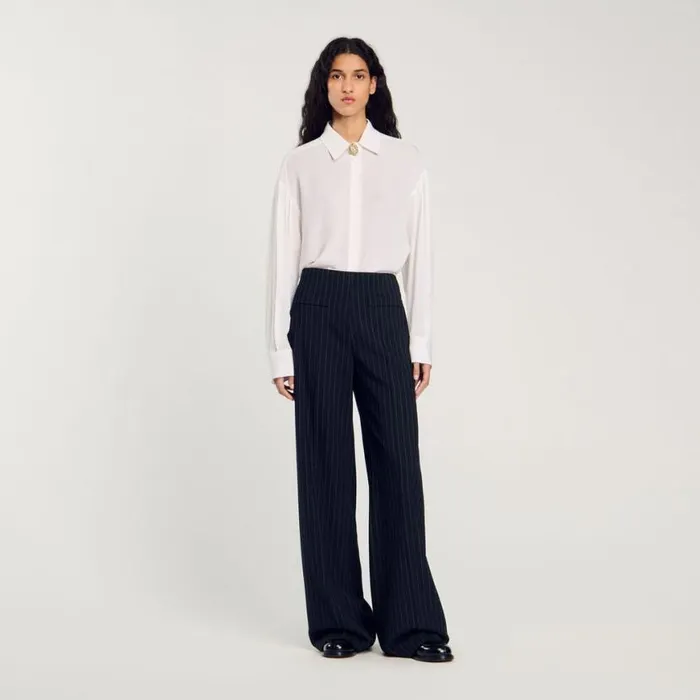 Women Pants and Shorts SANDRO Chalkstriped Trousers Black