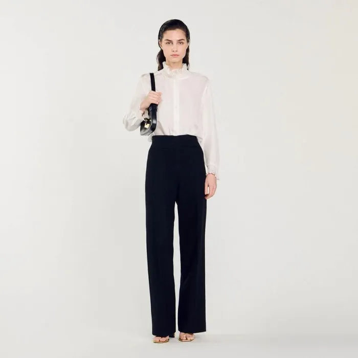 Women Pants and Shorts SANDRO Tweed Pants Black