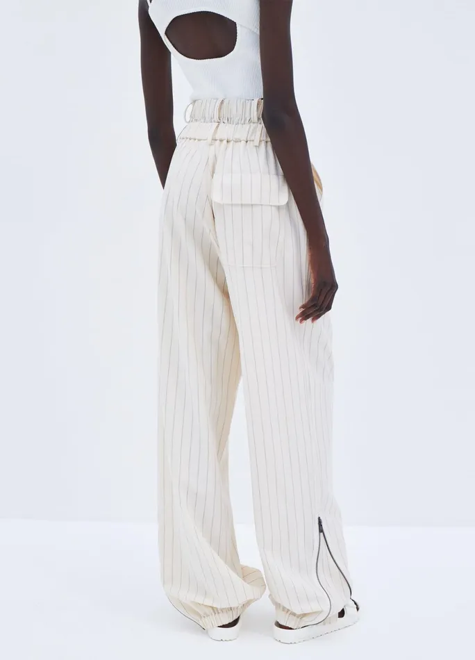 Women Pinstripe Double Waistband Zip Detail Pant MONSE Bottoms