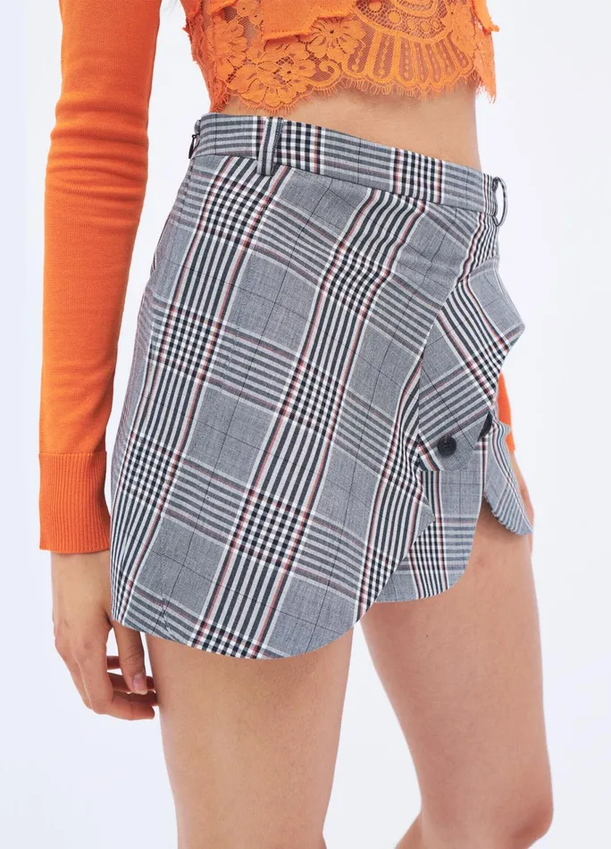 Women Plaid Collar Jacket Mini Skirt MONSE Bottoms