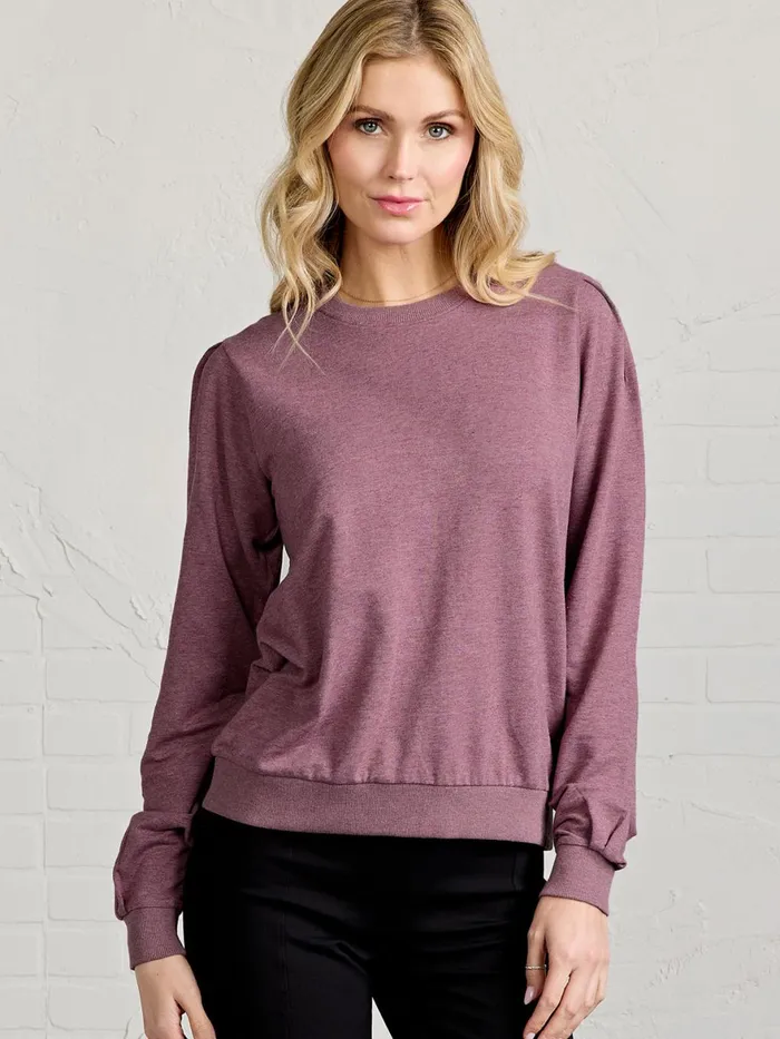Women Puff Sleeve Sparkle Sweatshirt Tasc Performance Sweatshirts Hoodies