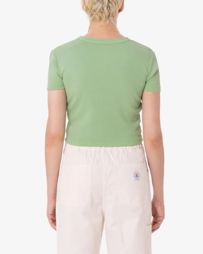 Women RADICAL LOVE CROPPED EMMA RIB TSHIRT Quiet Green OBEY Clothing TSHIRTS Women RADICAL LOVE CROPPED EMMA RIB TSHIRT Quiet Green OBEY Clothing TSHIRTS
