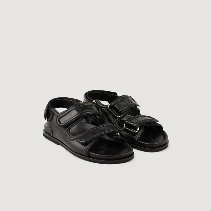 Women Sandals SANDRO Leather Sandals Black