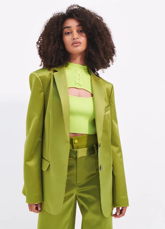 Women Satin Raw Edge Boxy Blazer MONSE Jackets and Coats