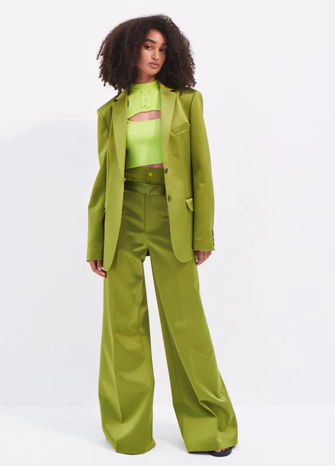 Women Satin Raw Edge Boxy Blazer MONSE Jackets and Coats