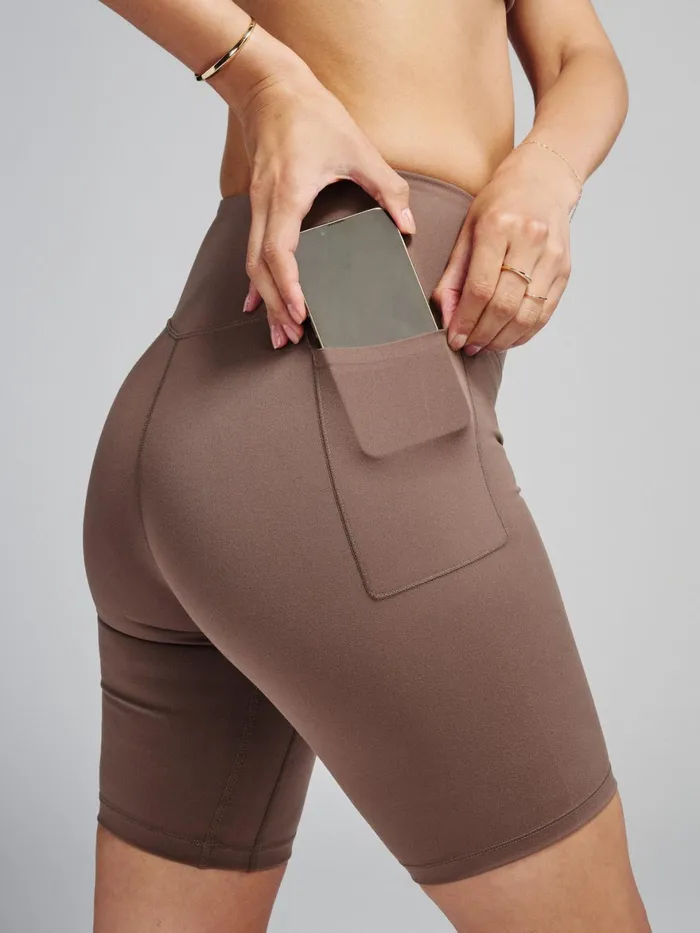 Women Sculptive Pocket Bike Short 8in Tasc Performance Yoga Studio