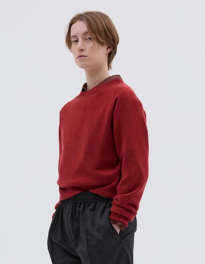 Women Short Classic Crew Neck Carmine Margaret Howell Knitwear
