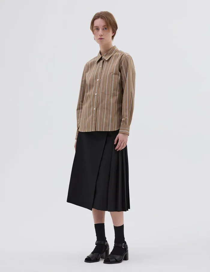 Women Simple Shirt Brown Ecru Margaret Howell Shirts