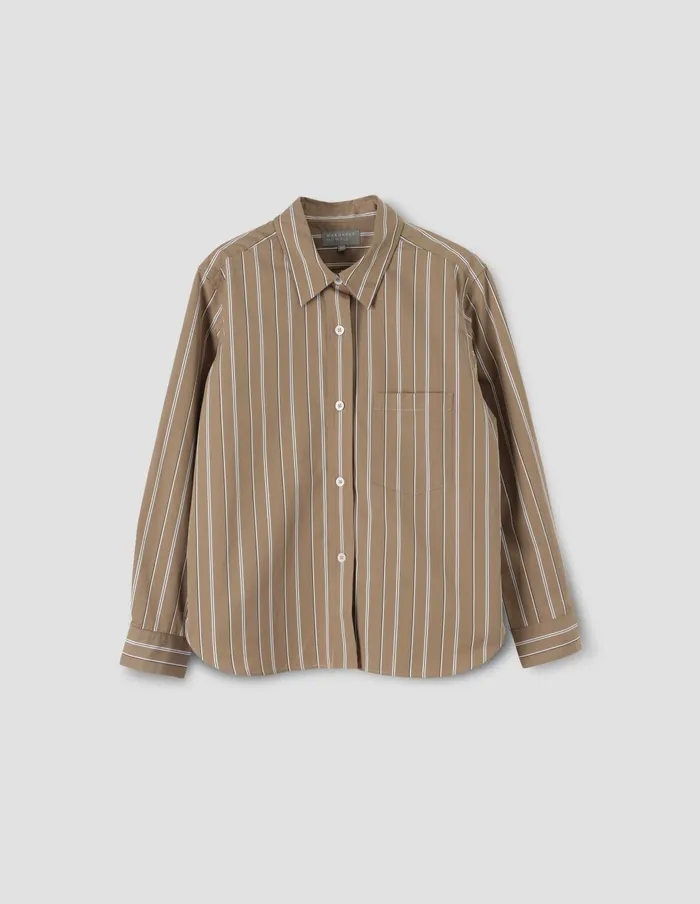 Women Simple Shirt Brown Ecru Margaret Howell Shirts