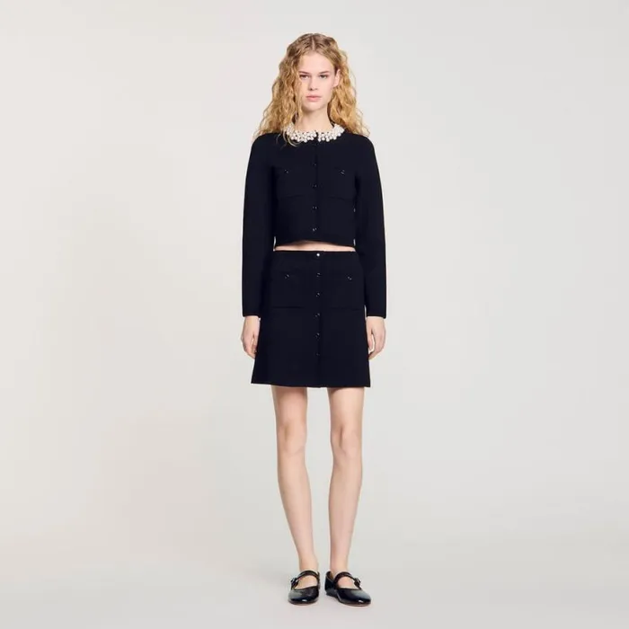 Women Skirts SANDRO Short Knit Skirt Black