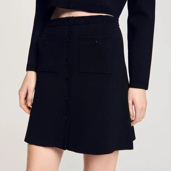 Women Skirts SANDRO Short Knit Skirt Black