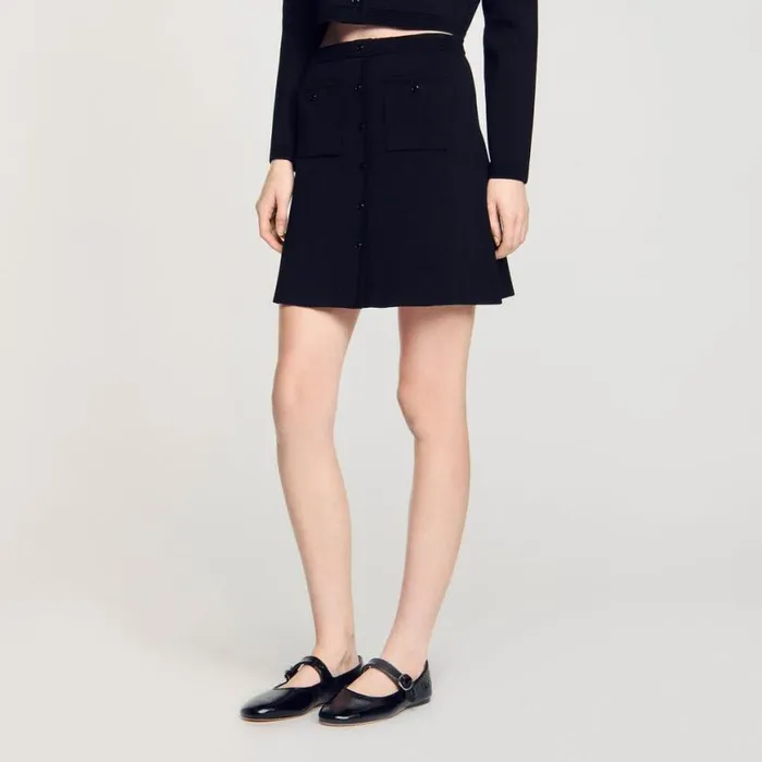 Women Skirts SANDRO Short Knit Skirt Black