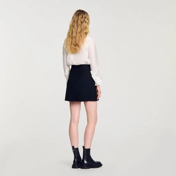 Women Skirts SANDRO Short Skirt With Stitched Pleats Black
