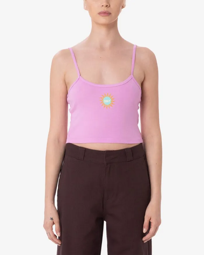 Women SPIRAL SPAGHETTI STRAP CROP TANK Clay OBEY Clothing TSHIRTS