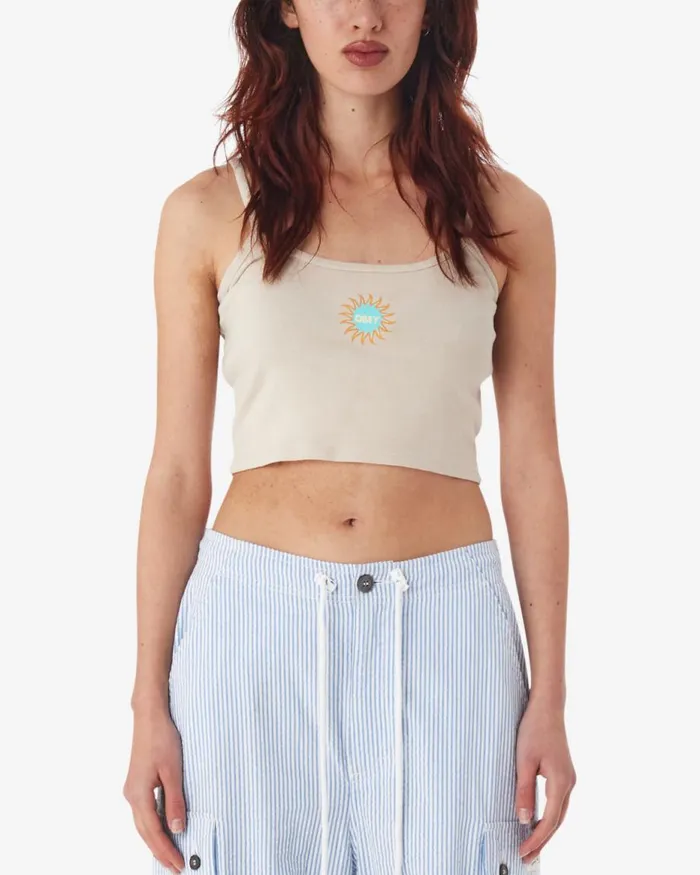 Women SPIRAL SPAGHETTI STRAP CROP TANK Clay OBEY Clothing TSHIRTS