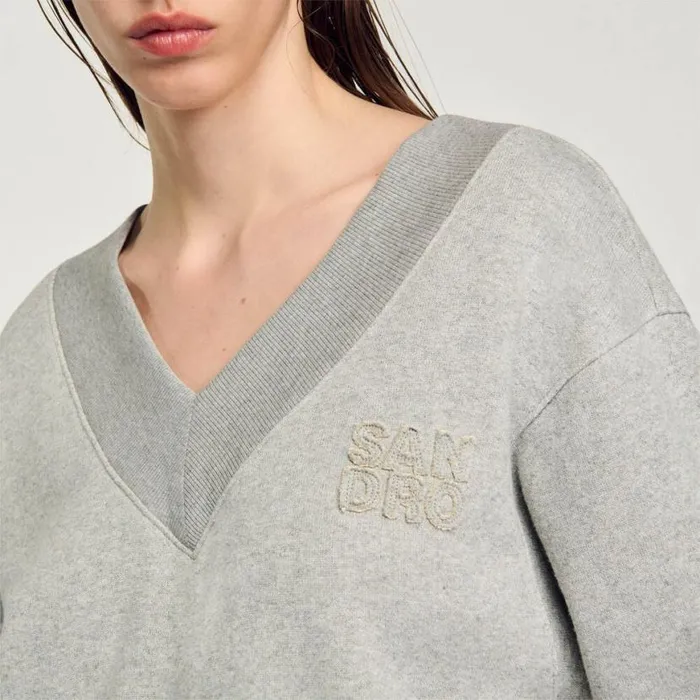 Women Sweaters and Cardigans SANDRO Cropped Sweatshirt Grey