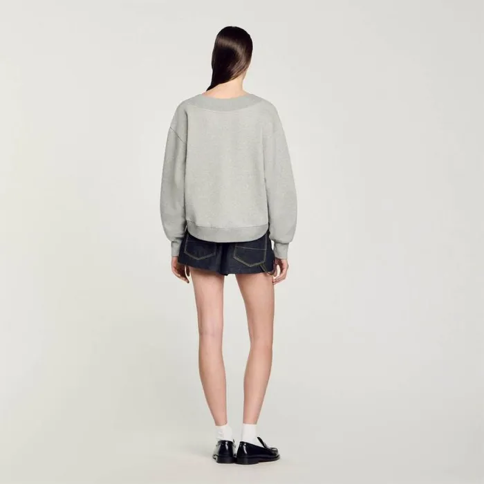 Women Sweaters and Cardigans SANDRO Cropped Sweatshirt Grey