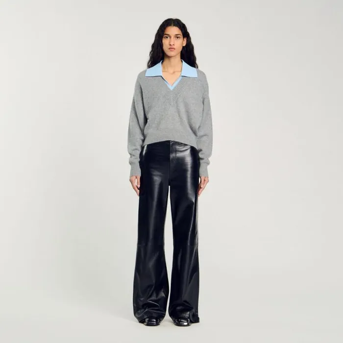 Women Sweaters and Cardigans SANDRO DoubleNeck Sweater Grey
