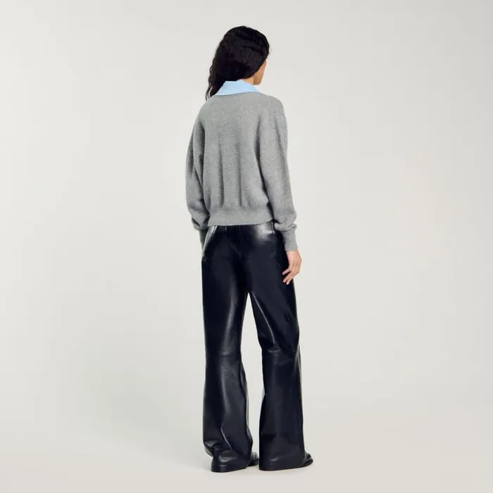 Women Sweaters and Cardigans SANDRO DoubleNeck Sweater Grey